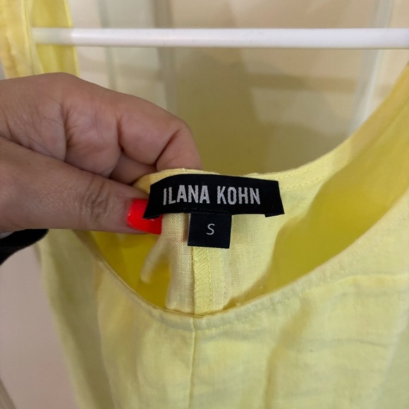 Ilana Kohn yellow 100% linen short jumpsuit with large pockets rompers - Picture 3 of 5